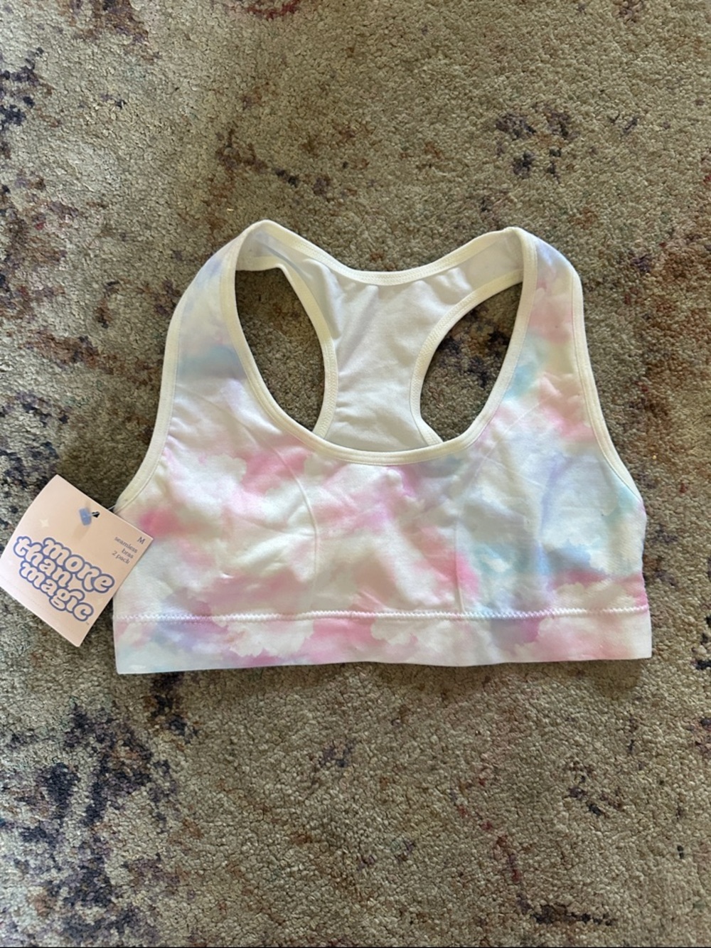 More Than Magic Girls Tie-Dye Pastel Racerback Tank Top - White, Pink, Blue